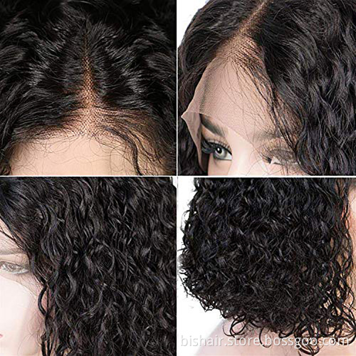 Short Bob Curly hair 13*4 Lace Front  Human Hair Wigs for black Women Deep Curly Brazilian Cuticle Aligned Hair wigs,